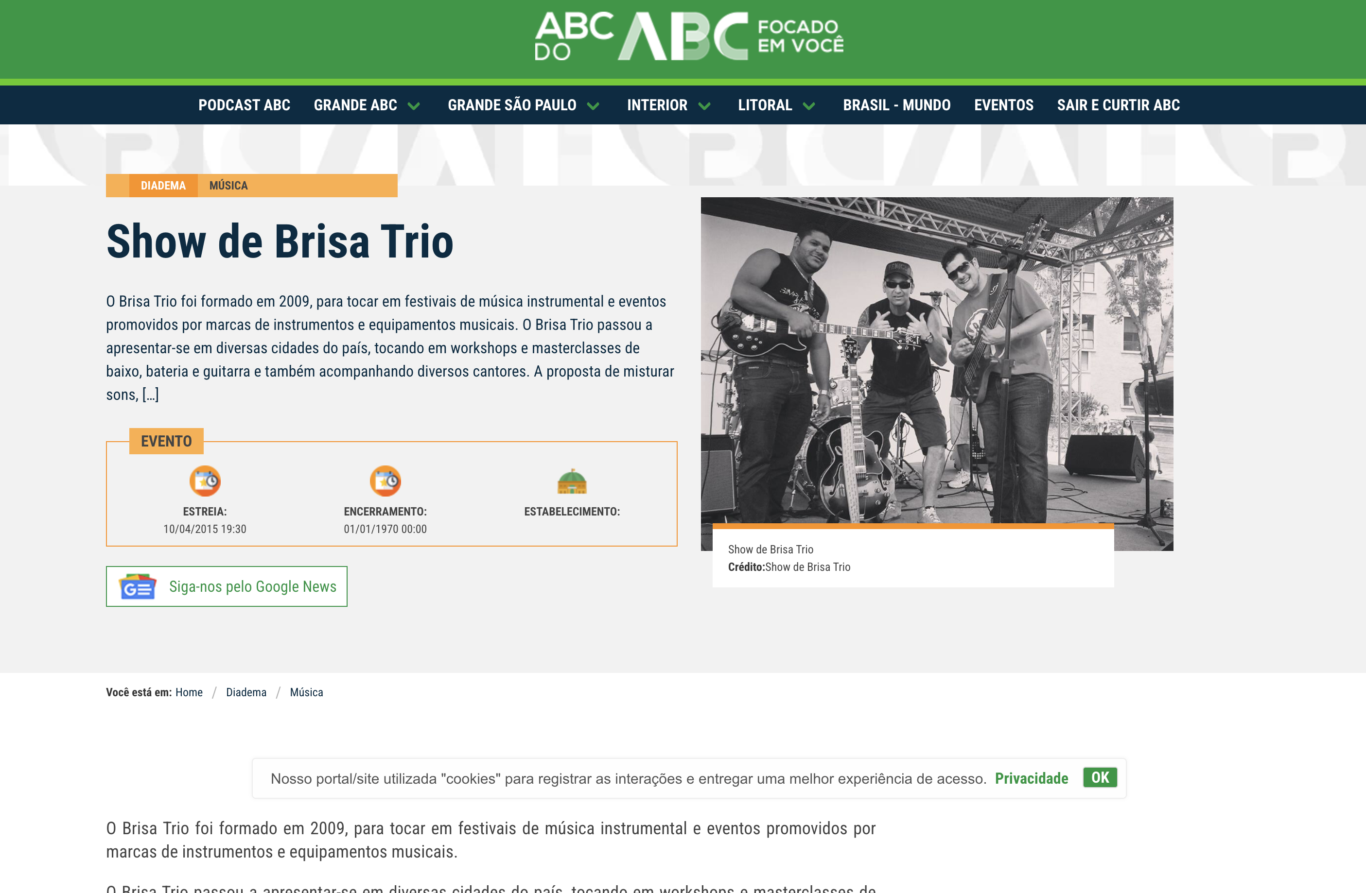Screenshot: ABC do ABC — Show do Brisa Trio