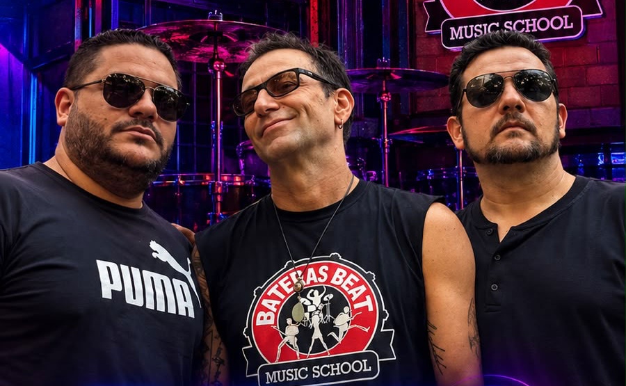 Os três integrantes do Brisa Trio na Bateras Beat